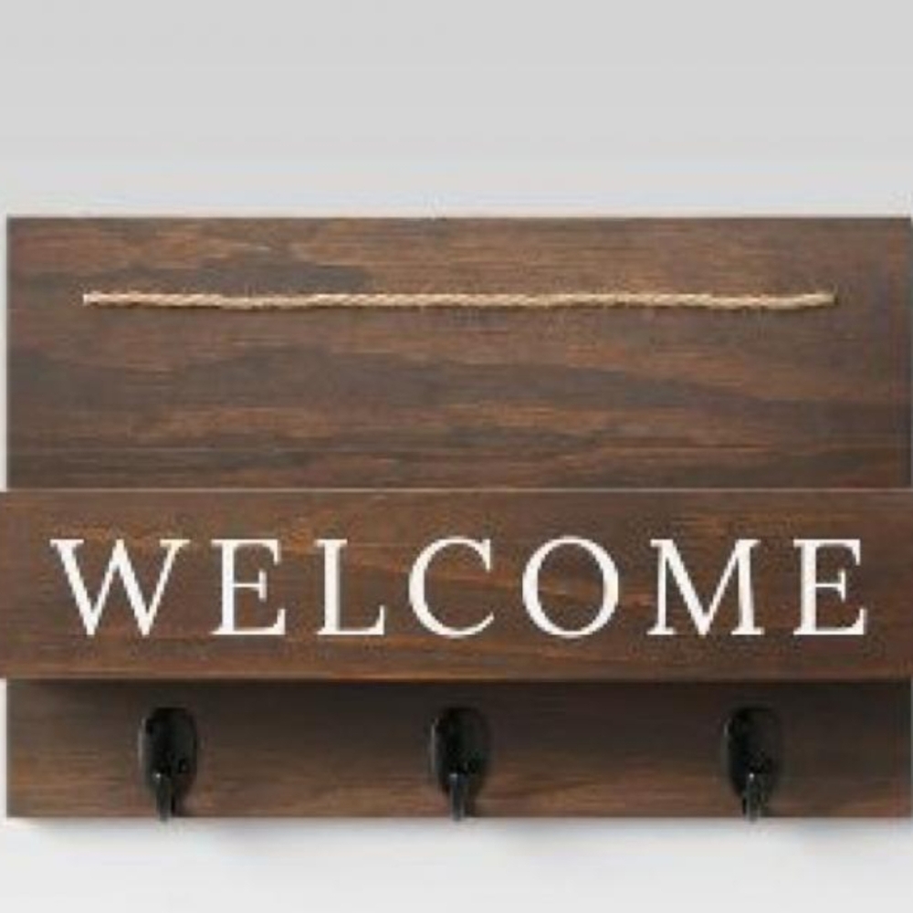 Brown Welcome Wall Decor with Hooks